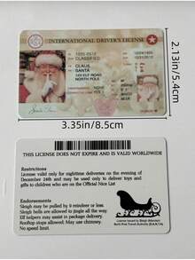5 pièces Carte de vœux Père Noël, Permis de conduire perdu, Décoration de Noël, Permis de traîneau volant du Père Noël, Permis de conduire du traîneau du Père Noël, Carte de fête en plastique, Accessoires de décoration de Noël, Pas d'électricité requise Décorations de Noël Pyjamas de Noël Cadeaux de Noël Décoration de Noël
