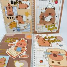1pc Random Capybara A5 Gold Foil Cover Spiral Notebook, Coffee Bear, Hamster, Lined Notepad, Stationery, Office Supplies, Learning Gift