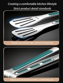 1 Stück 7/9/11/13 Zoll Edelstahl rutschfeste und hitzebeständige Lebensmittelzange, Haushalts-Brot-Lebensmittel-Clip Küchen-Klemme zum Kochen, Backen, Grillen, Steak