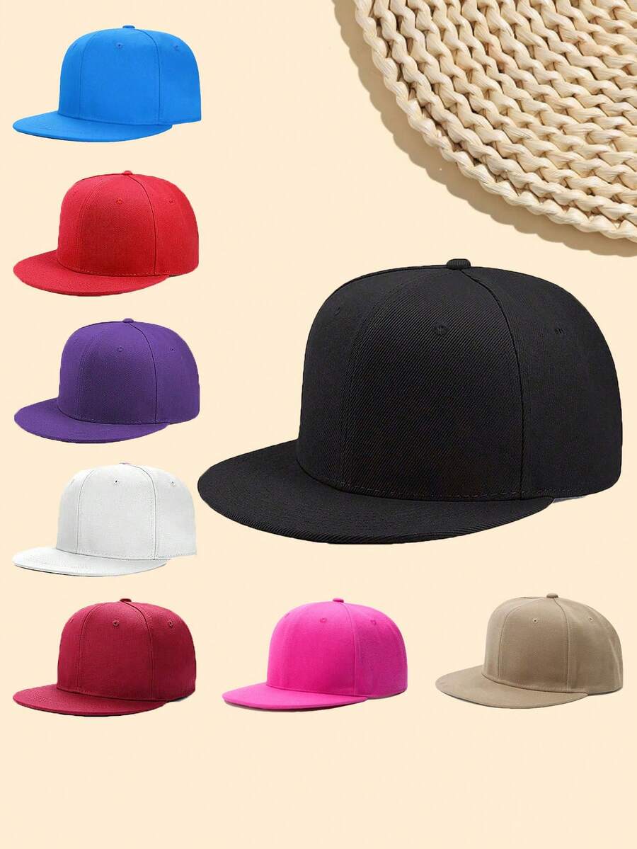 1pc Unisex Flat Brim Hip Hop Hat, Stylish Street Dance 3D Graphic, Multi-Color, Adjustable, Casual Outdoor Sports Beach, Polyester Patchwork Hard Top Baseball Cap, Suitable For Spring, Summer, Autumn, Winter