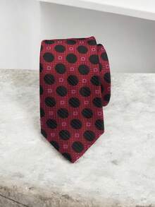 Luxury Men's Skinny Ties Polyester Silk Solid Polka Dot Striped Check Skinny Jacquard Groomsman Tie - 深紫色 - 查看 1