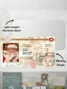 5 pièces Carte de vœux Père Noël, Permis de conduire perdu, Décoration de Noël, Permis de traîneau volant du Père Noël, Permis de conduire du traîneau du Père Noël, Carte de fête en plastique, Accessoires de décoration de Noël, Pas d'électricité requise Décorations de Noël Pyjamas de Noël Cadeaux de Noël Décoration de Noël