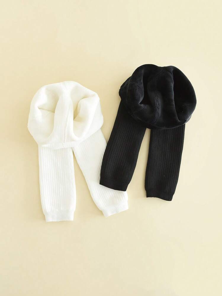 2 件厚实温暖舒适的幼儿紧身裤，儿童秋冬打底裤 - 彩色 - 查看 23