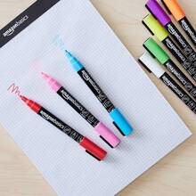 Basics Marcadores de Tiza de Punta Reversible Bala\/Cincel, Punta Fina, Paquete de 8, Colores Brillantes - Colores brillantes - Ver 5