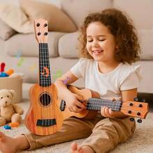 迷你尤克里里吉他玩具，提升技能，古典早教乐器，适合作为男孩、女孩、儿童、幼儿的圣诞礼物 - 彩色 - 查看 2