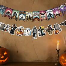 hoojojo 20 Peças/Conjunto Bandeiras Decorativas de Halloween, Conjunto de Banners Penduráveis, Banners de Festa com Tema de Halloween, Decorações Vintage, Presentes de Halloween, Decoração de Parede de Sala de Aula e Corredor Escolar, Lembrancinhas de Festa, Festa de Escritório, Decoração de Lareira, Adequado para Reuniões Familiares, Decoração de Sala de Aula e Decoração de Escritório