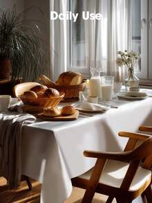 10pcs Disposable PVC Party Tablecloth, Not Fabric, White Color, Fits 274*137cm Table, Suitable For Birthday, Dessert, Family Gathering, Pure White Tablecloth Party Decor