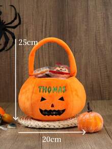 Personalized Halloween Gift Basket - Customized Pumpkin Bucket, Embroidered Name, Halloween Trick Or Treat Bag, Halloween Gift, Gift For Him, Halloween Party Decoration, Glow In The Dark, Reusable - Multicolor - View 6