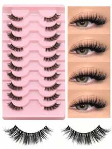 9 Pairs Half Lashes Band Eyelashes Eye False Eyelashes Short Soft 3d Faux Mink Eyelashes Soft Natural Makeup (BP02) Strip Lashes,Lashes,Eyelashes,Lashes - màu đen - Xem 2