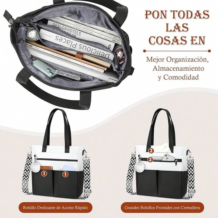 Women Shoulder Bags - Black & White - View 4