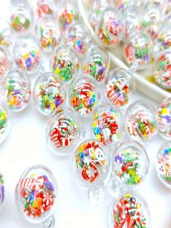 10pcs Christmas Acrylic Ornaments - Perfect For DIY Jewelry And Holiday Decorations, Christmas Tree Hanging Decorations, Christmas Confetti