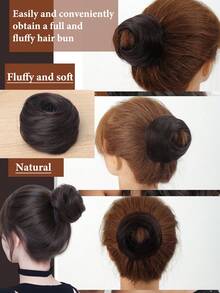 4-Inch Elegant Women's Synthetic Hair Bun Maker, High-Temperature Fiber Hair Styling Tool, Suitable For Ladies And Girls - Multicolor - View 9