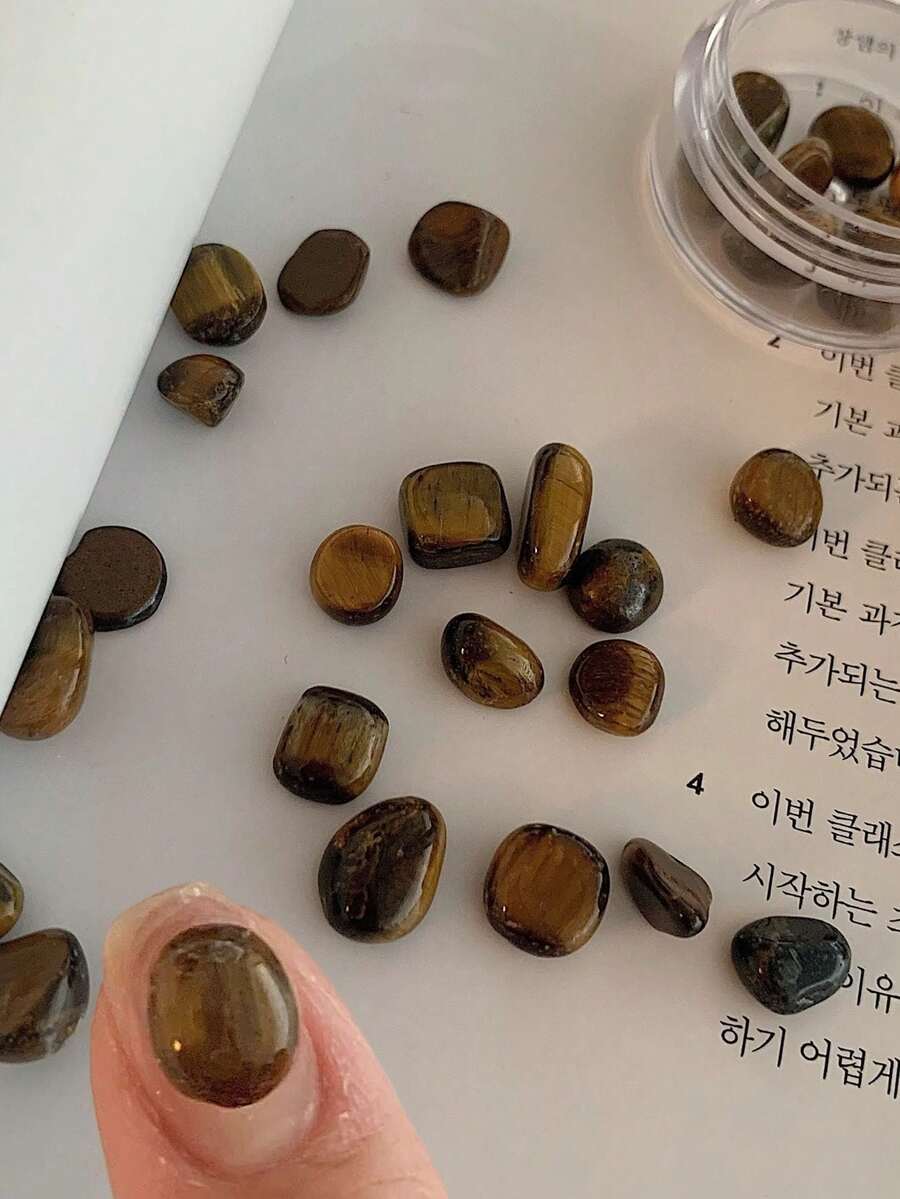 1 pieza Decoración de uñas de piedra de ojo de tigre color malaquita asimétrica, accesorio de uñas, pieza de uñas, adecuado para salón de uñas