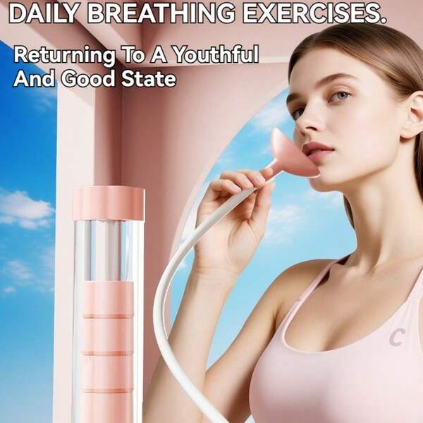 1pc Breathable Dumbbell Abdominal Muscle Trainer, Silicone Material + Ergonomic Grip Design, Abdominal Breathing + Lung Capacity + Six-Pack Abs + Pelvic Floor Muscle + Facial Core Multi-Area Exercise Device, Home Fitness Training / Postpartum Pelvic Floor Muscle Strength Training / Daily Lung Capacity Improvement