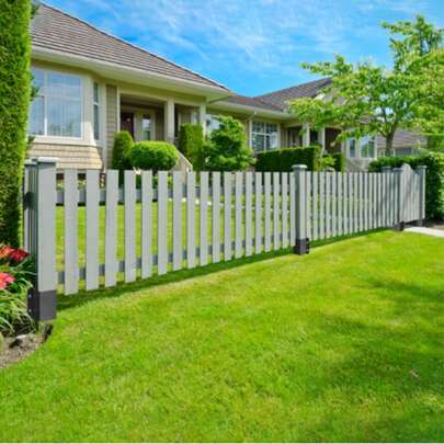 Fence Post Anchor Ground Spike, 8 Pack 24 X 4 X 4 Inches Outer Diameter (Inner Diameter 3.5 X3.5 Inches), Metal Black Powder Coated Post Stake Ground, For Mailbox Deck Garden Railing