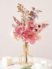 1 pièce Bouquet de fleurs artificielles Fausses fleurs d'anémone avec marguerite et eucalyptus, bouquet d'anémone au toucher réel pour vase, décoration de maison, hôtel, mariage, centre de table, cadeaux, anniversaire, remise de diplôme, décoration d'automne et de Noël