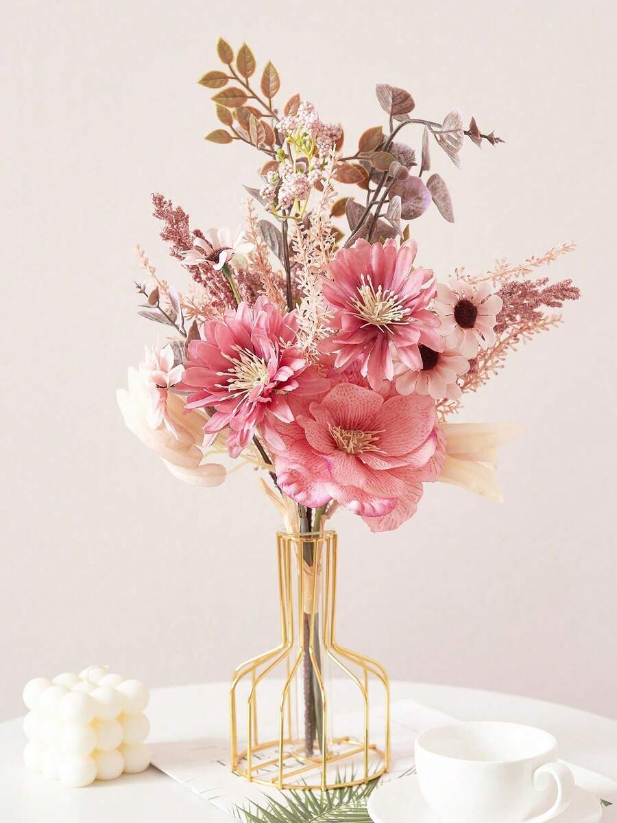 1 pièce Bouquet de fleurs artificielles Fausses fleurs d'anémone avec marguerite et eucalyptus, bouquet d'anémone au toucher réel pour vase, décoration de maison, hôtel, mariage, centre de table, cadeaux, anniversaire, remise de diplôme, décoration d'automne et de Noël