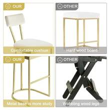 mteryoing Home Counter Height Bar Stools, Kitchen Breakfast Bar Stools With With Armless Design, Modern Pub Chairs With Upholstered And Metal Legs For Home Bar Dining Room, Set Of 2 - Vàng-4 CÁI - Xem 10