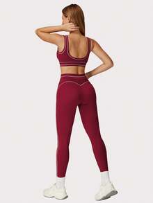 MFVIM Damen Trainingsset: Farbblockdesign Sport-BH & hochelastische Yoga Leggings. Ideal für Fitness, Laufen und hochintensives Training.