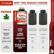 Temido Papaya Leaf Extract Supplements Capsules, 3 Months Supply With Kalmegh, Apple Pectin, Peppermint - Improved Digestion Function - 90 Vegan Capsules - White - View 4