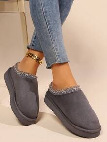 女士低帮室内舒适拖鞋冬季保暖鞋 - 灰色 - 查看 6