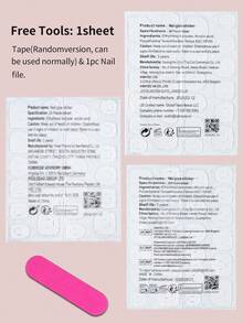 24片短方形豹纹法式美甲贴纸，花卉图案，易于佩戴，套装包含1片果冻胶和1个指甲锉，适合女性和女孩日常佩戴以及各种派对场合。 - 彩色 - 查看 6