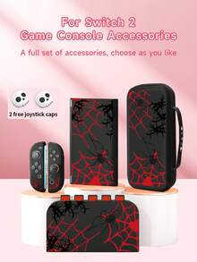 1pc Halloween Elements Spider, Spider Web Pattern Protective Case, Storage Bag, Bonus Skull Joystick Cap, Compatible With Switch2/Switch NS/Switch OLED, Accessories Compatible With Switch/Switch 2 Gaming Console, Full Set Including Storage Bag, Card Slot Base Shell, Switch Protective Case, Protect Your Gaming Console, Best Gift For Friends And Family On Halloween - Multicolor - View 1
