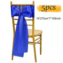 5 件缎面椅子饰带 7x108 英寸适用于婚礼派对宴会仪式餐厅活动派对婚礼装饰缎面椅子蝴蝶结、圣诞节装饰万圣节装饰（多种颜色可选） - 多色18*275cm(5pcs) - 查看 12