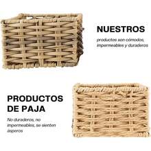 Cestas Tejidas a Mano para Almacenamiento:3 Piezas Canastas Organizadoras-rganizadora de Almacenamiento con Tres tamaños, Diseño Higiénico y Decorativo para Hogar, Dormitorio y Baño - Beige - Ver 10