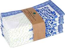 FINGERCRAFT Cloth Napkins, Set Of 12 Cotton Linen Blend Printed Dinner Napkins Cloth Mitered Corner Perfect For Parties Dinners Weddings Cocktail Christmas Easter 20x20 Blue Floral - 彩色 - 查看 2