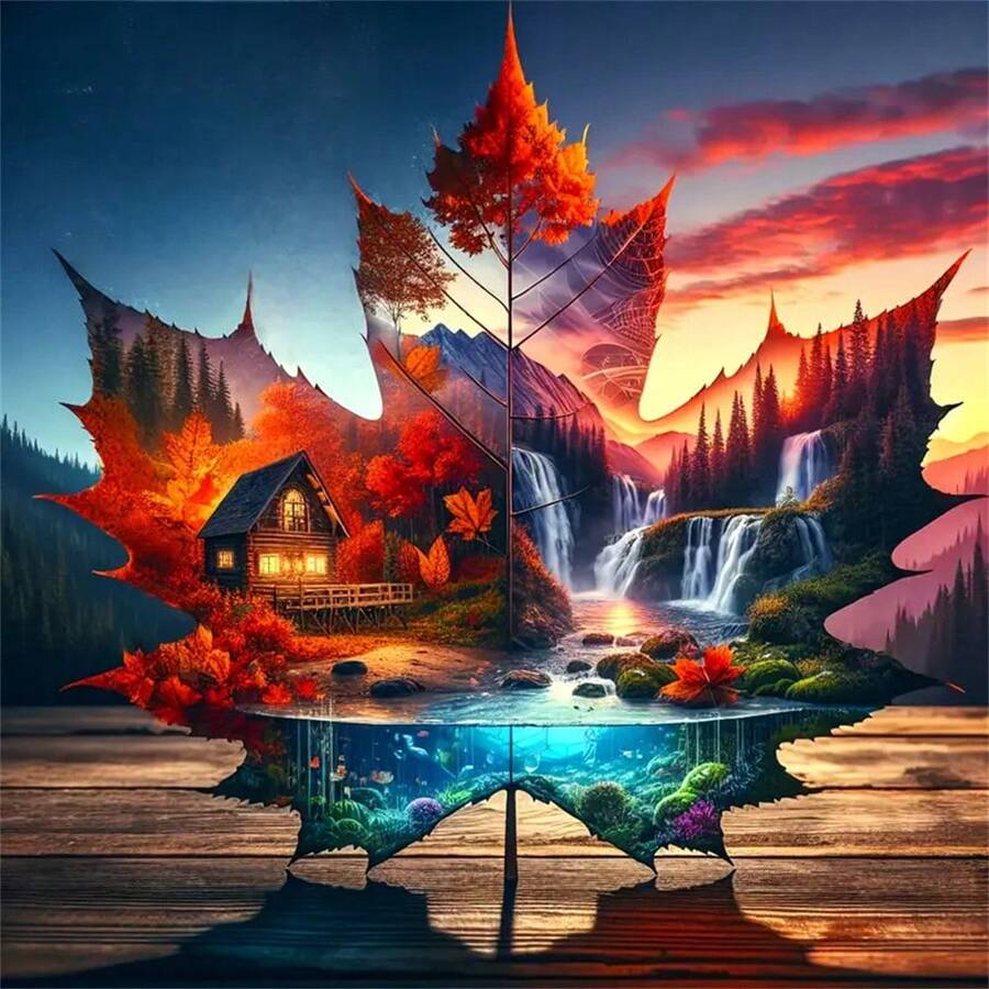 5D DIY Diamond Painting Kit - Round Acrylic Wall Art Ideal For Home Decor, Tabletop Display, Or Holiday Gift, Festive Home Decor|Rustic Wall Art|Durable Acrylic - 彩色 - 查看 1