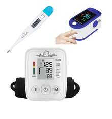 Blood Pressure Monitor, Oximeter And Thermometer. KIT OF THREE DEVICES. - Black and White - View 1