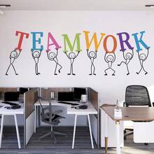 Office Wall Decal Teamwork Quote Wall Sticker Decor Inspire Office Quote Motivation Idea Wall Art PVC Motivational Words Business Mural