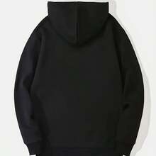 White Men's 360g Heavy Hooded Sweatshirt, White Star Print - Oversized Casual Street Style Pullover, Front  Pocket And Drawstring Hood, Machine-Washable Sweater In Autumn And Winter Warm (Black/White) - Geometric Star Pattern Design, Loose Fit, Long Sleeve Knitted Fabric, Fashionable And  Street, Versatile Casual Outfit, Comfortable And Suitable For Men, Men's Sweatshirt, Hoodie, Large Size Men's Hoodie, Thickened Men's Hoodie - Black - View 3