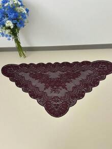 1pc 130cm*60cm Deep Wine Red Lace Trim, Decorative Fabric For Clothing, Lampshade, Tablecloth, Dress Hem