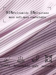 5pcs Pack Women's Ribbed Panties, High Elasticity Solid Color Letter Design Low Waist Briefs - Multicolor - View 7