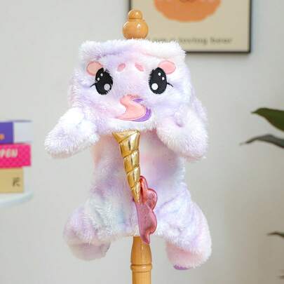 1pc Pet Clothes, Cute Puppy/Kitten Outfit, Small Dog/Puppy Autumn/Winter Warm & Comfortable Costume - Purple Unicorn