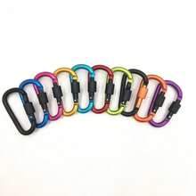 1/5 Peças Cores Aleatórias Mosquetão em Forma de D com Trava para Camping, Caminhada e Aventuras ao Ar Livre - 8cm de Alumínio com Design Elegante de Argola em D