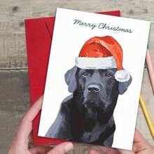 [Black Festive Holiday Design] Charming Black Labrador Christmas Card - Perfect For Family & Friends, Festive Holiday Design, Ideal Gift For Pet Lovers