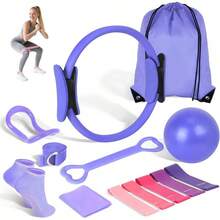 13PCS Pilates Kit, Juegos de Equipos de Fitness para el Hogar, 9.8 Inch Pelota de Yoga, Bandas de Resistencia, Anillos de Tensión, Anillos de Masaje, Equipo de Fitness Portátil