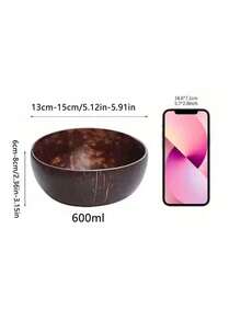 1pc/2pcs简约高档椰壳碗创意碗甜品碗糖水碗家用冰淇淋碗水果沙拉碗 - 咖啡棕 - 查看 7