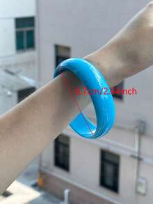1pc 2cm Wide Plastic Bangle Bracelet, Resin Candy Color Party Wear