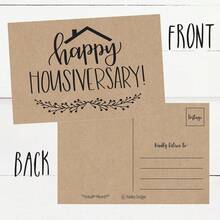 UGCO Hadley Designs 25 Kraft Happy Home Anniversary Realtor Cards, Blank Greeting House Postcards, Bulk Real Estate Thank You Notes, Welcome Home Realtor Gifts Stationery, New Realtor Gifts Clients - 1 - 查看 1