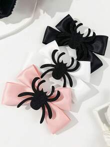 1pc Halloween Spider Bow Hair Clip, Children's Creative Bow Hair Clip, Cute Quirky Side Bangs Clip, Festive Personalized Hair Accessory