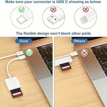 huaxunyuan USB C SD Card Reader High Speed Adapter Compatible With IPhone 16 15 14 13 12 Pro Max Plus IPad Type C USBC OTG Cable Memory Readers Compatible With MacBook