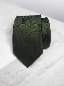 Luxury Men's Skinny Ties Polyester Silk Solid Polka Dot Striped Check Skinny Jacquard Groomsman Tie - 綠色 - 查看 1