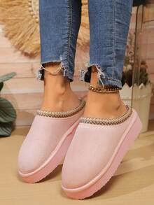 Women Low Top Mini Boots Indoor Slippers - Pink - View 2