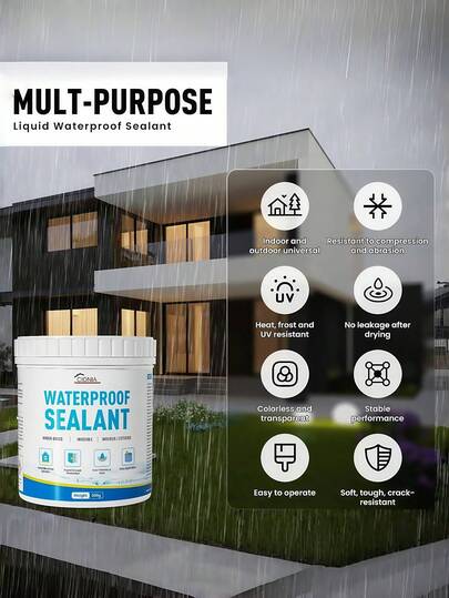 1 pieza 300g Sellador transparente súper resistente al agua, adecuado para impermeabilizar baños, cocinas, techos, paredes, reparación de grietas y prevención de fugas