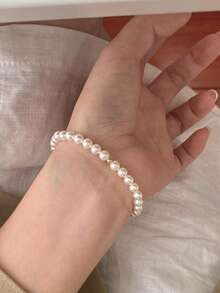 1pc Exquisite S925 Sterling Silver Pearl Bracelet, Niche Design, Luxurious Feel, Suitable For Party, Gift, And Daily Wear