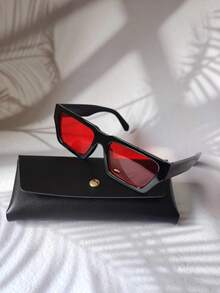 POLASUP 1 chiếc Kính mát chống nắng thể thao giải trí đường phố cổ điển thời trang đầu phẳng bằng đồng không nhựa bản lề chống tia cực tím với tròng kính chống cháy nổ bằng polycarbonate (Tặng kèm dây đeo kính và khăn lau. Thời trang cổ điển Y2K cho mọi mùa. Kính râm thời trang, phong cách, cổ điển, vuông, du lịch, bảo vệ mắt khỏi tia UV, kính trang trí UV400) cho kỳ nghỉ hè ở bãi biển, ngoài trời, du lịch - màu đen - Xem 4